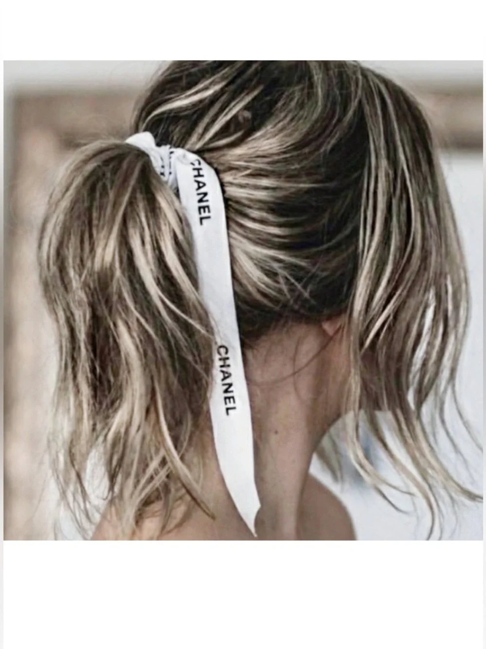 CHANEL Ribbon Authentic Woven Gold & White Holiday Ribbon 48 Inches‎ L